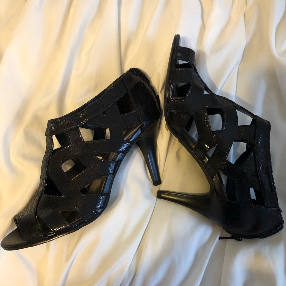 Black leather heels